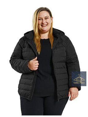 Plus Size Packable Lightweight Down Coat Detachable Hood Winter